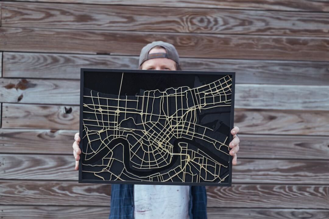 Limited Edition : New Orleans Baltic Birch Map by Catahoula Sign Co. - Dirty Coast Press