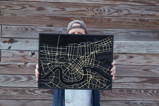 Limited Edition : New Orleans Baltic Birch Map by Catahoula Sign Co. - Dirty Coast Press